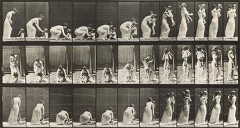 EADWEARD MUYBRIDGE (1830-1904) Mother picking up baby, plate 214 * Baby crawling, plate 471, from Animal Locomotion.
